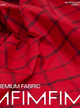 G&CC面料 时装面料红色格纹羽绒服面服装布 宽150CM 意大利直邮
