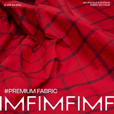 时装面料红色格纹羽绒服面服装布