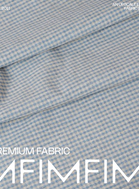 G&CC棉+麻蓝格子 微微磨毛感轻柔透气衬衫布料裤子布料幅宽150CM