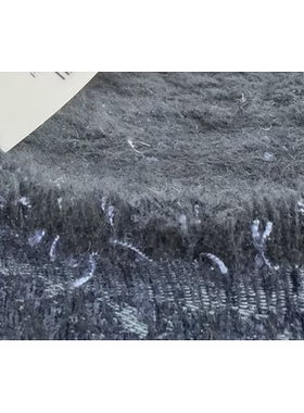 G&CC WV+VI面料蓝黑色植绒提花服装布料 意大利进口 幅宽140