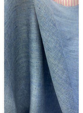 AGN LI纯亚麻面料牛仔色斜向纹路外套布宽155CM 382G/M意大利进口