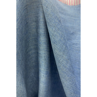 M意大利进口 382G AGN LI纯亚麻面料牛仔色斜向纹路外套布宽155CM