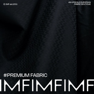 LP同批 杰尼 羊毛面料黑色千鸟格提花服装布料LM 宽140CM