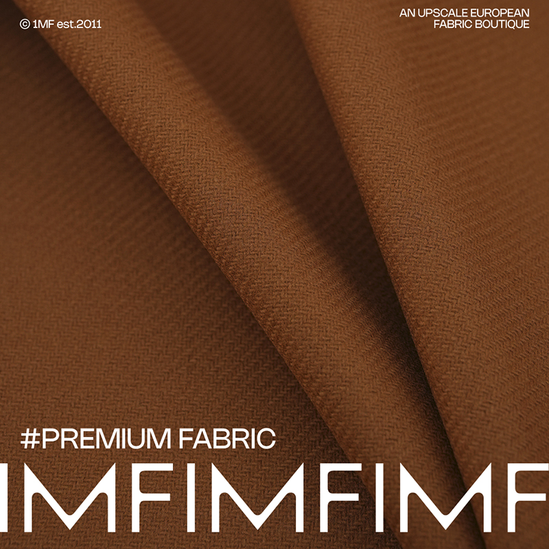 AGN WO羊毛混纺面料棕色斜纹外套布料 宽145CM 460G/M意大利进口