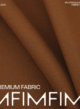 AGN WO羊毛混纺面料棕色斜纹外套布料 宽145CM 460G/M意大利进口