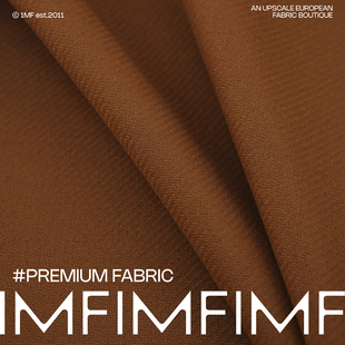 460G 宽145CM M意大利进口 WO羊毛混纺面料棕色斜纹外套布料 AGN