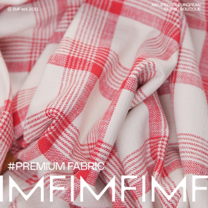 L.R1CCERI意大利进口 克280g 棉红白千鸟格小香肌理门幅145cm