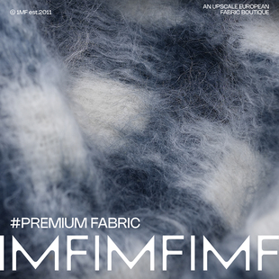 JIS 80%马海毛10%PA10%羊毛蓝白格纹外套大衣布宽160CM意大利进口