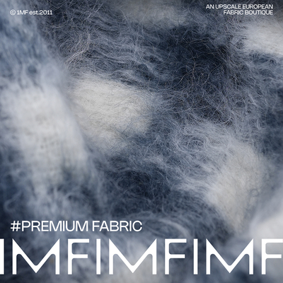 JIS 80%马海毛10%PA10%羊毛蓝白格纹外套大衣布宽160CM意大利进口