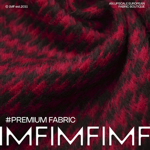 580G 宽155CM 意大利安哥拉羊毛面料红黑复古千鸟格布 伯爵红茶