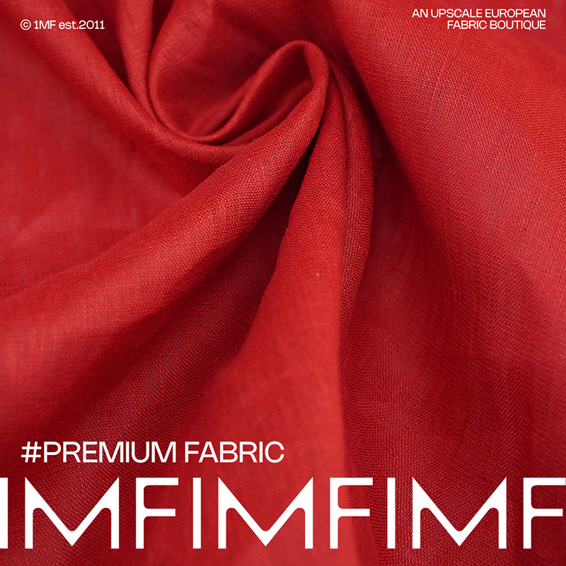 亚麻面料橘红色系服装布料