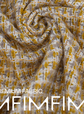 香香面料 羊毛交织黄调小香风粗花呢面料 宽140CM意大利进口1690