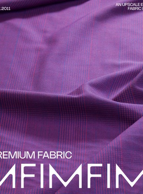G&CC面料 羊毛+氨纶+聚酯面料紫色格纹服装布 宽140CM意大利直邮