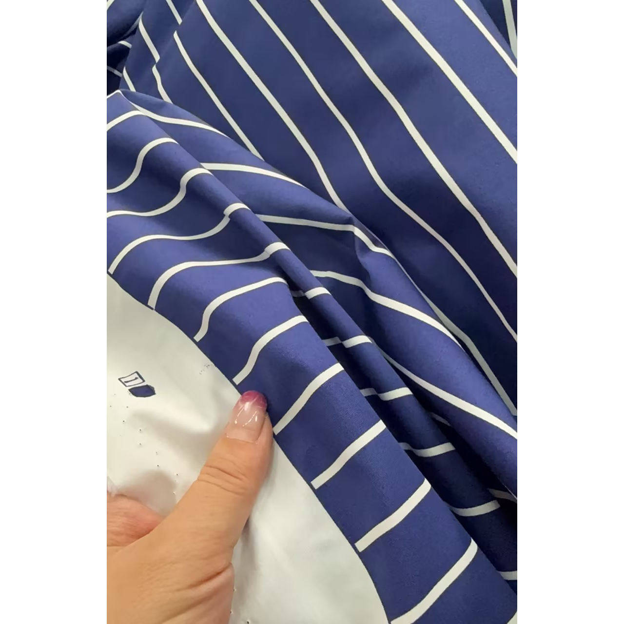 RATTI 棉质面料蓝白条纹印花衬衫连衣裙布 宽140CM 意大利进口