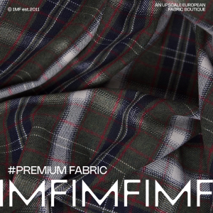 G&CC面料意大利进口WV橄榄绿 羊毛拉绒色织格衬衫连衣裙料幅145