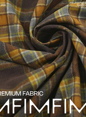 PINTO棉灯芯绒柔软格纹花衬衫连衣裙面料 意大利进口