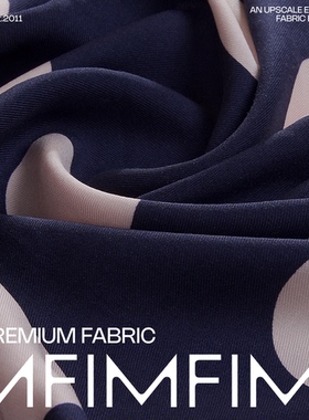 ARM面料 .VI藏青底粉色波点服装布料 宽148CM 意大利进口现货