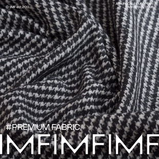 香香羊毛黑白小千鸟格面料宽150CM572G M意大利