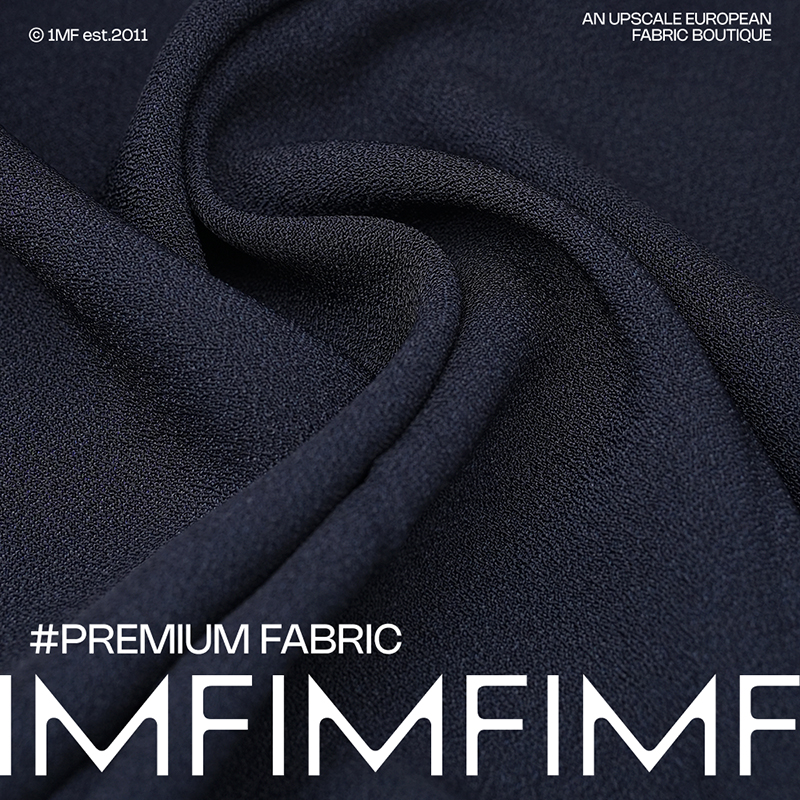 JIS面料 VI混纺 黑色纯色绉纱肌理裤子面料宽130CM意大利进口