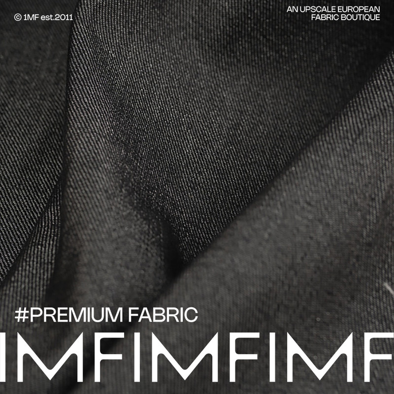 意大利进口M家棉混纺 黑色亮晶晶原浆牛仔面料宽167CM 610G