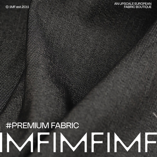 意大利进口M家棉混纺 黑色亮晶晶原浆牛仔面料宽167CM 610G