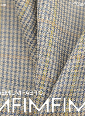 ARM*高定 羊毛+真丝+亚麻面料花灰格子衬衫连衣裙料宽60CM272G/M