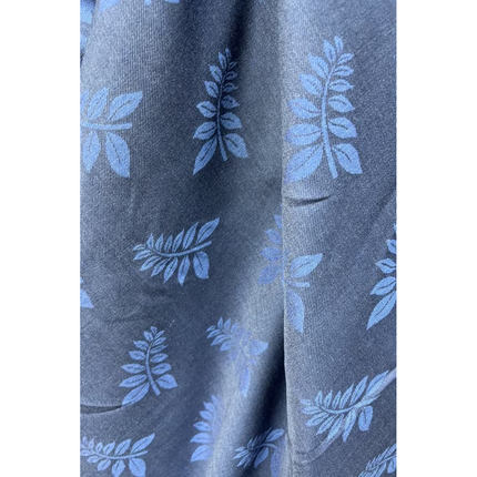 VBC初剪羊毛+麻蓝色叶子图案夹克外套布