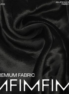 G&CC面料 VI绒面黑色纯色服装布料 幅宽90CM 277G/M 意大利进口