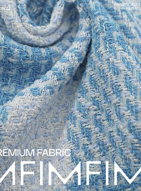 法国Jules tournier 49时装48%棉3VI蓝白小香风面料宽145CM520G/M