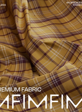 G&CC面料 棉+PA面料黄绿色调格纹DAN水风衣布 宽140CM意大利直邮