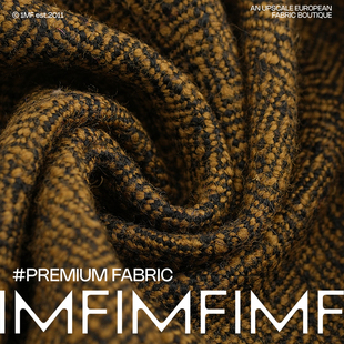 G&CC 1274G 幅宽150CM 意大利进口 羊毛黑黄人字纹外套大衣面料