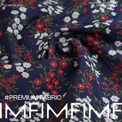 醋酸+时装面料红白绿小碎花提花