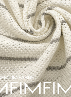 AGN面料 CO棉质钩编风针织条纹面料 幅宽155CM 515G/M 意大利进口