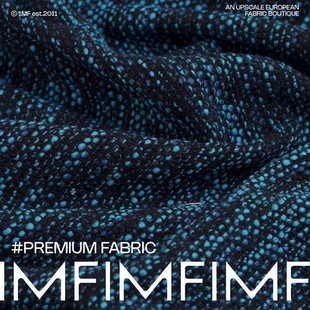 MOESSMER羊毛交织蓝色小香风粗花呢面料宽150CM M意大利直邮 489G