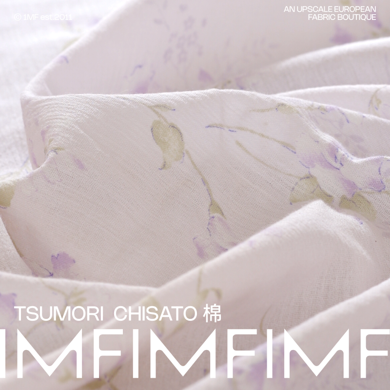 日本小花炳纯棉紫色底印花布夏