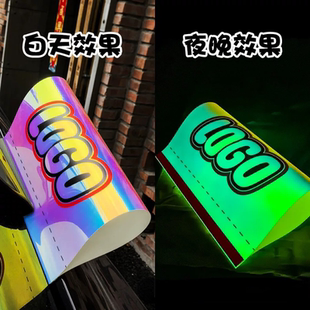 夜光高档lego水洗标签车贴电镀镭射炫彩mini车贴车身车尾LOGO车贴