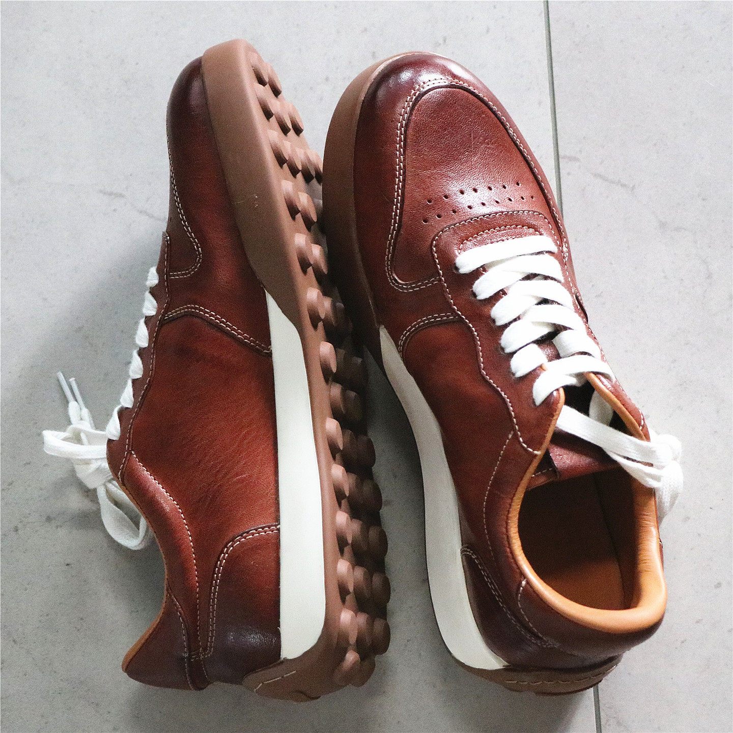 轻奢街头感！手工水洗马皮！柔软舒适透气！复古球鞋德训鞋休闲鞋,流行男鞋,德训鞋,淘宝优惠券,粉丝福利购,淘宝优惠卷