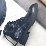 Martens, кожаные короткие сапоги, ботинки, высота каблука 5см, мягкая подошва, воловья кожа