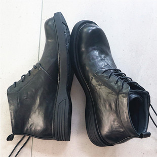 头层牛皮小短靴皮靴子男靴高帮休闲男鞋 软底轻松舒适 简约利落