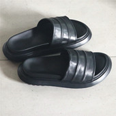 轻奢 男 设计感头层牛皮外穿拖鞋 型酷帅气 5厘米轻便舒适厚底