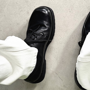 德比鞋 4.5厘米轻便舒适厚底帅气休闲皮鞋 水洗马皮 轻奢高级感