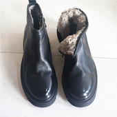 加厚羊皮毛一体 轻奢高级感 胎牛皮 4.5厘米软底套脚短靴子男