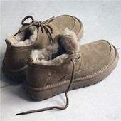 炒厚羊毛 4.5厘米柔软舒适厚底 帅气磨砂牛皮保暖休闲雪地靴男