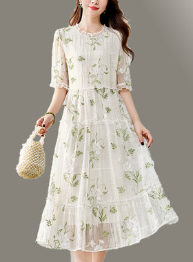 宽松腰桑蚕丝重工刺绣花色时尚