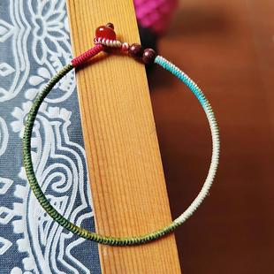 青茉五行补木补水补土手工编织渐变莫兰迪色蜡线金刚结手链手绳