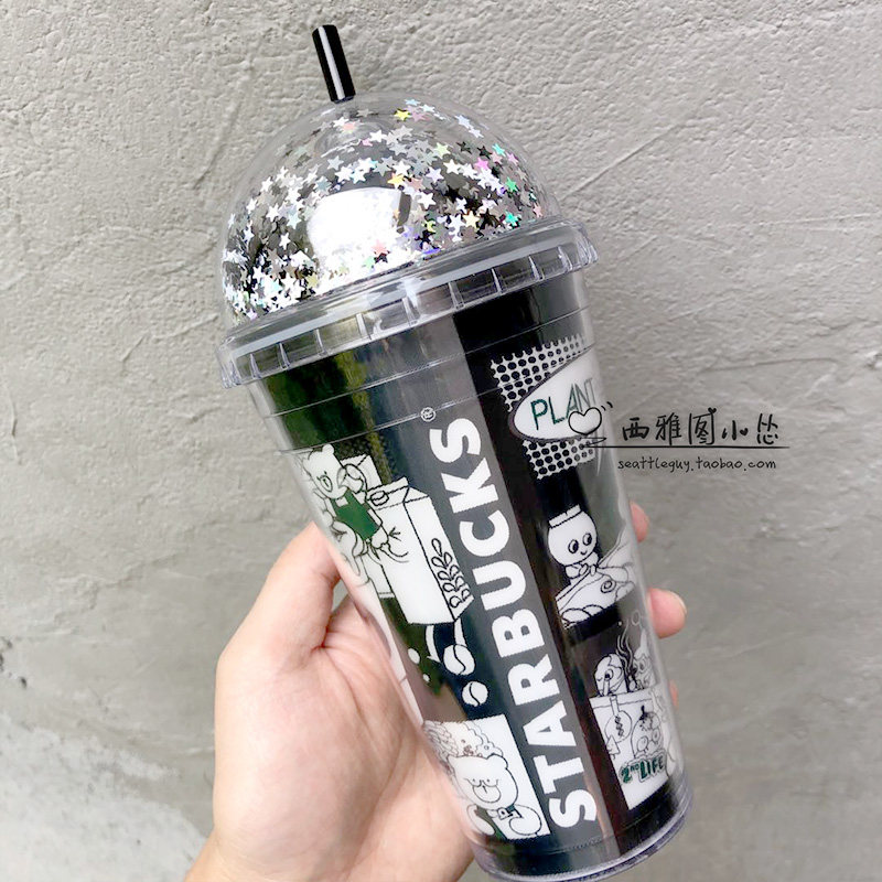 星巴克小熊黑色吸管杯环保