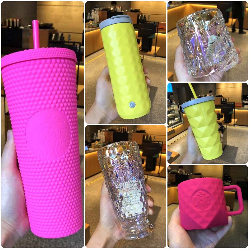 钻石炫彩玻璃保温星巴克杯子