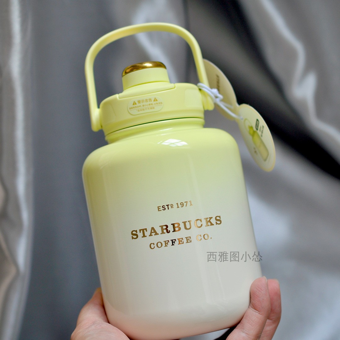 星巴克杯子渐变绿色吨吨桶保温杯