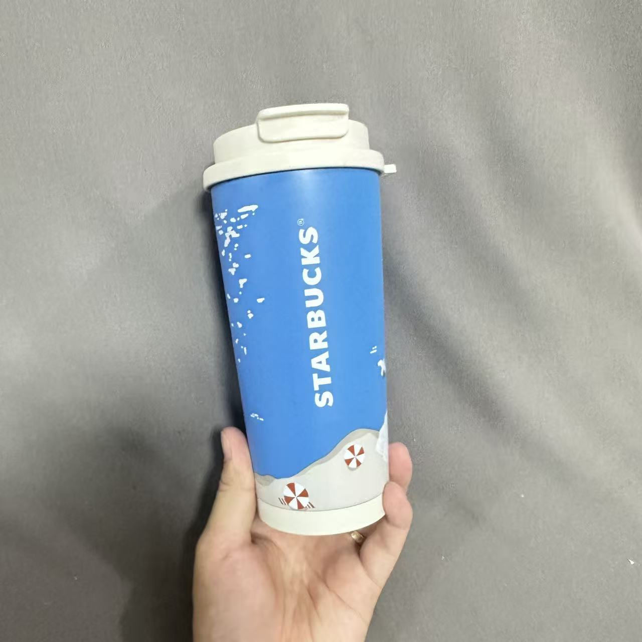 星巴克夏日海边双饮口保温杯