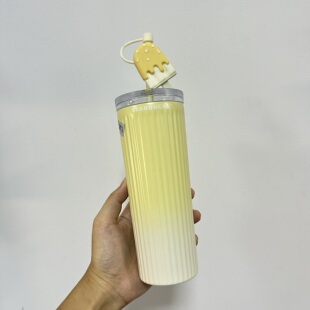 星巴克杯子#041【瑕疵特价】473ml多彩夏日系列黄色不锈钢吸管杯